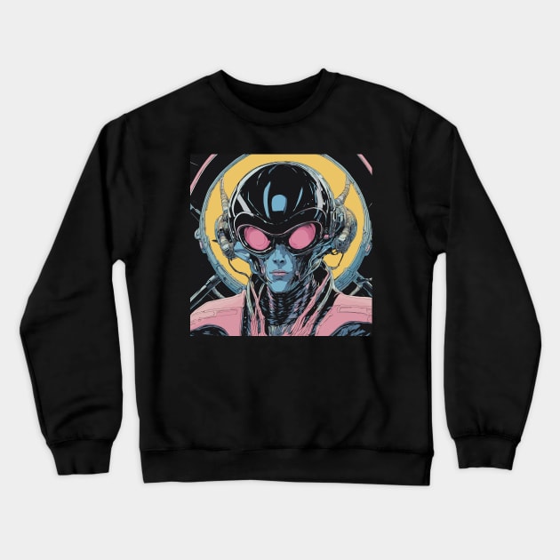 Sci-fi Anime Alien “Megamind” Crewneck Sweatshirt by Ray Crimson